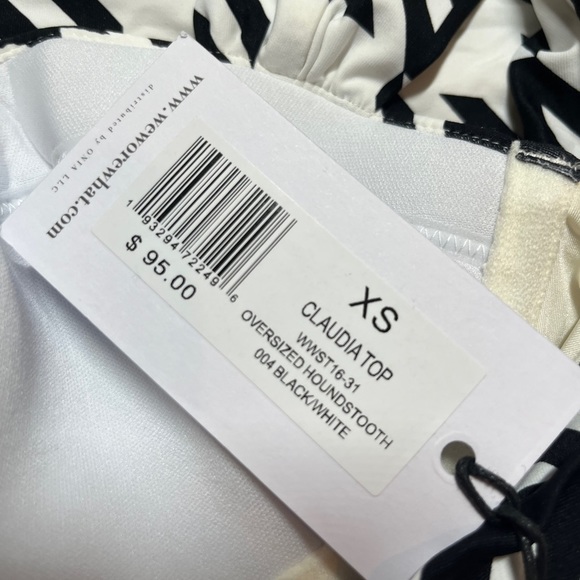 NWT WeWoreWhat Black White Houndstooth Bikini Claudia Top Riviera Bottom XS - Picture 10 of 13